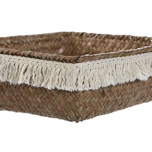 Kurvesæt Home ESPRIT Hvid Natur Naturlig fiber Boho Brugt (4 Dele)