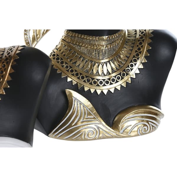Dekorativ figur Home ESPRIT Hvid Sort Gylden Afrikansk kvinde 22 x 11 x 37 cm (2 enheder)