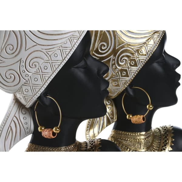 Dekorativ figur Home ESPRIT Hvid Sort Gylden Afrikansk kvinde 22 x 11 x 37 cm (2 enheder)