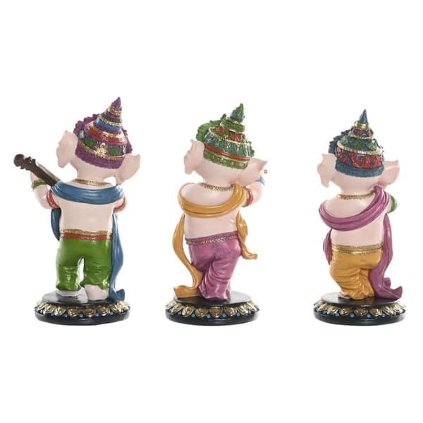 Dekorativ figur Home ESPRIT Multifarvet Musiker Indianer mand 9 x 9 x 20 cm (3 enheder)