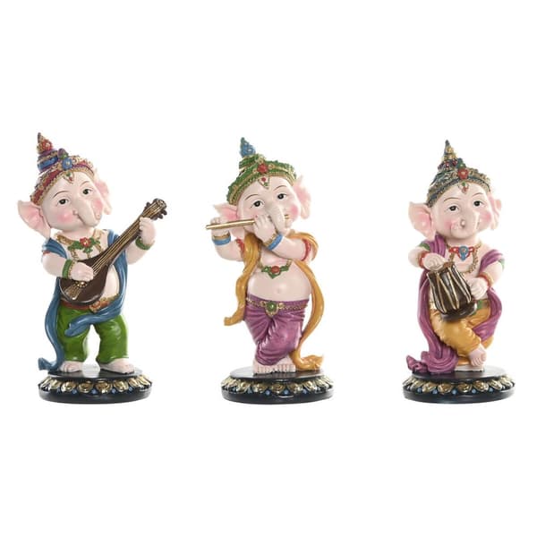 Dekorativ figur Home ESPRIT Multifarvet Musiker Indianer mand 9 x 9 x 20 cm (3 enheder)