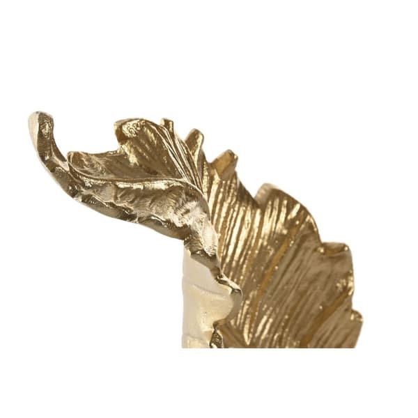 Dekorativ figur Home ESPRIT Hvid Gylden Blad af en plante 20 x 7 x 22 cm