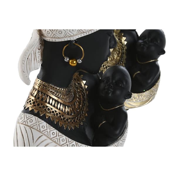 Dekorativ Figur Home ESPRIT Hvit Svart Gyllen Afrikansk dame 15 x 9 x 25 cm (2 enheter)