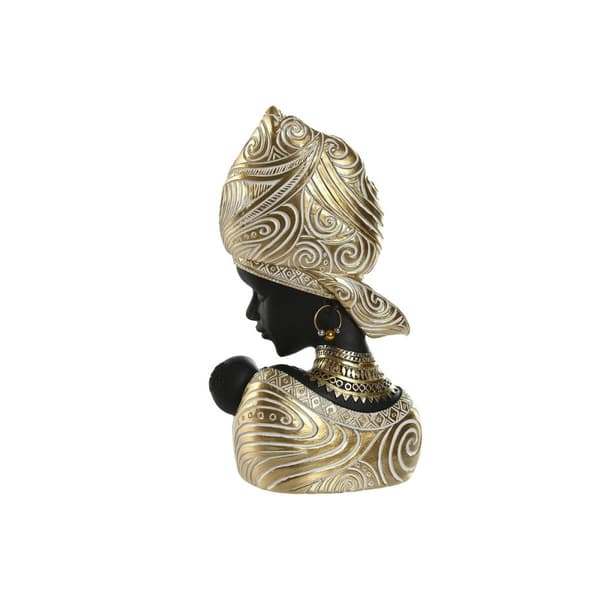 Dekorativ Figur Home ESPRIT Hvit Svart Gyllen Afrikansk dame 15 x 9 x 25 cm (2 enheter)