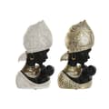 Miniatyrbilde 1 av 5: Dekorativ Figur Home ESPRIT Hvit Svart Gyllen Afrikansk dame 15 x 9 x 25 cm (2 enheter)