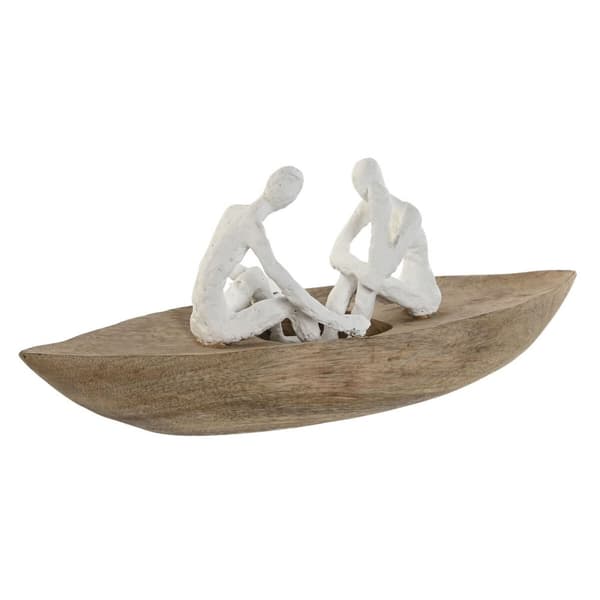 Dekorativ Figur Home ESPRIT Hvit Naturell Båt Middelhavet 42 x 14 x 16 cm