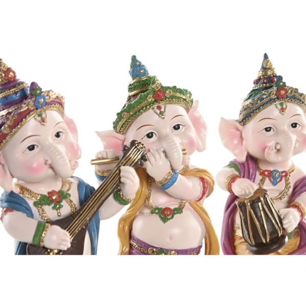 Dekorativ Figur Home ESPRIT Flerfarget Musiker Indianer 9 x 9 x 20 cm (3 enheter)