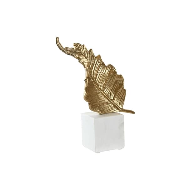 Dekorativ Figur Home ESPRIT Hvit Gyllen Blad av plante 20 x 7 x 22 cm