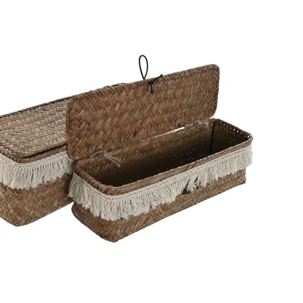 Korisetti Home ESPRIT Valkoinen Luonnollinen Luonnonkuitu Boho Käytetty (3 Kappaletta)