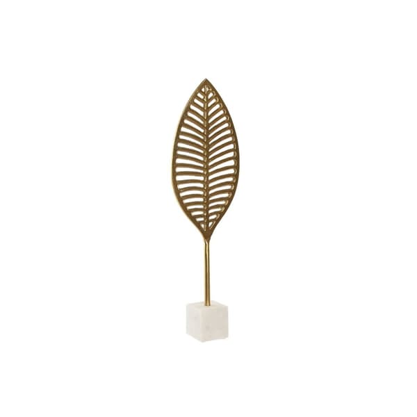 Dekorativ figur Home ESPRIT Hvid Gylden Blad af en plante 19 x 7,5 x 62 cm
