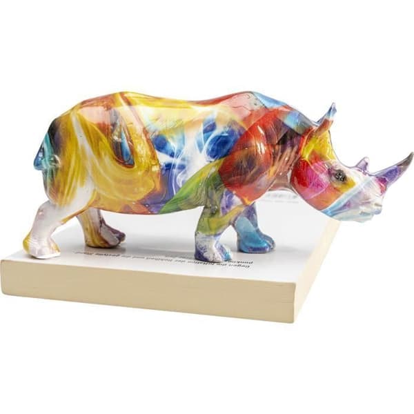 Dekorativt objekt - KARE - Deko Rhinoceros - Färghalo - Metall - 8x6x17cm