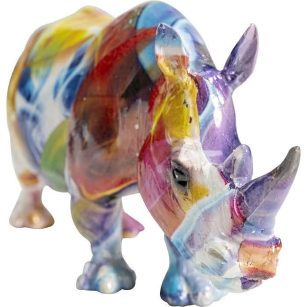 Dekorativt objekt - KARE - Deko Rhinoceros - Färghalo - Metall - 8x6x17cm