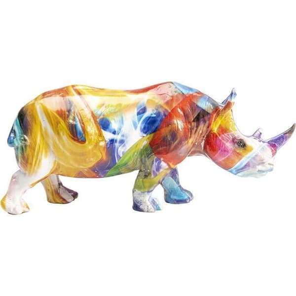 Dekorativt objekt - KARE - Deko Rhinoceros - Färghalo - Metall - 8x6x17cm