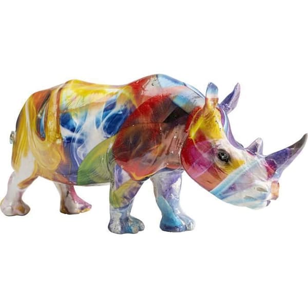 Dekorativt objekt - KARE - Deko Rhinoceros - Färghalo - Metall - 8x6x17cm