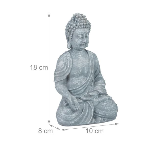 Staty - Relaxdays - Sittande Buddha - 18 cm - Konstgjord sten - Motståndskraftig mot fukt