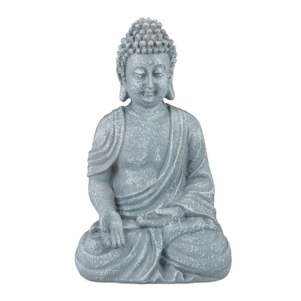 Staty - Relaxdays - Sittande Buddha - 18 cm - Konstgjord sten - Motståndskraftig mot fukt
