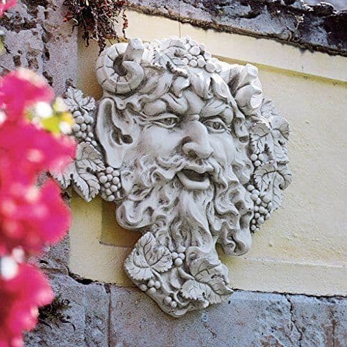 Design Toscano Grande Bacchus God of Wine Greenman väggskulptur, L - OS6120l
