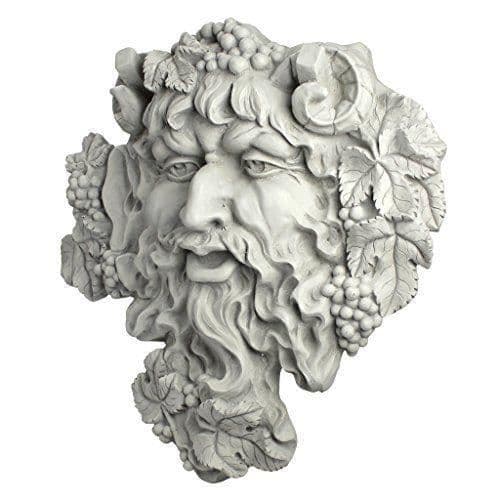Design Toscano Grande Bacchus God of Wine Greenman väggskulptur, L - OS6120l