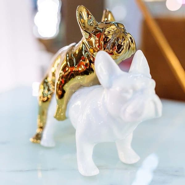Déco Love Dogs vit och guld Kare Design