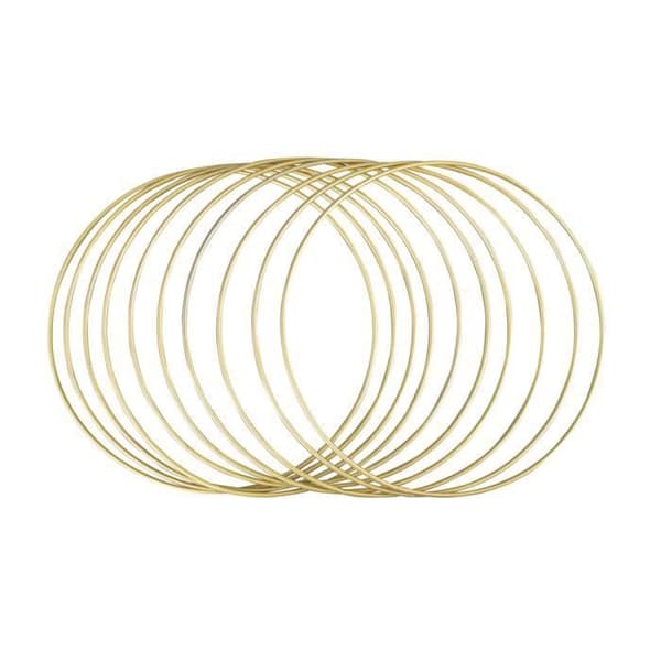 Metallringar, belagda, 20cm ø, guld, kartong 10st