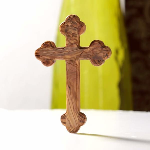Dekorativt föremål Kassis geschenkartikel KASSIS Väggkors av enkelt olivträ med rundade kanter i Betlehem (13 cm)