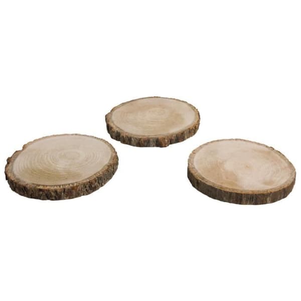 Träskiva - Naturlig - 10-12 cm ø - Paket om 3 - Dekorativa föremål - Inomhus