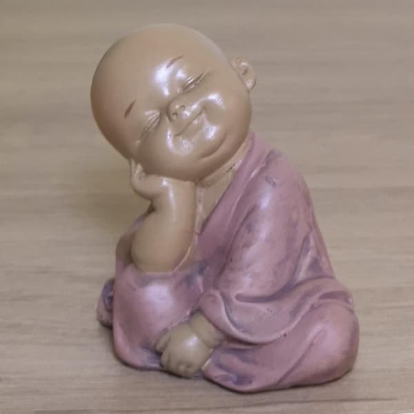 Statuett - ZEN LIGHT - Buddha SB5 - Rosa - 7 x 4,5 x 7,3 cm - Dekorativ och Avkopplande