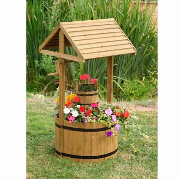 Trädgårdsfontän i trä - PROVENCE OUTILLAGE - 100x48cm - Naturlig furu - Trädgårdsdekoration - Utomhus