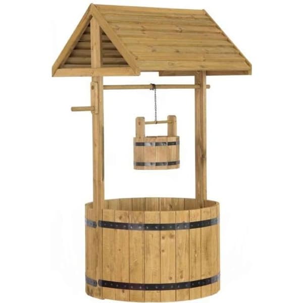 Trädgårdsfontän i trä - PROVENCE OUTILLAGE - 100x48cm - Naturlig furu - Trädgårdsdekoration - Utomhus