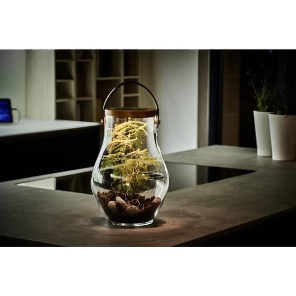 Dekorativ lampa Krinner Deco Glass Bold 22520 Varm vit LED-lampa, bambu, svart 1 st.