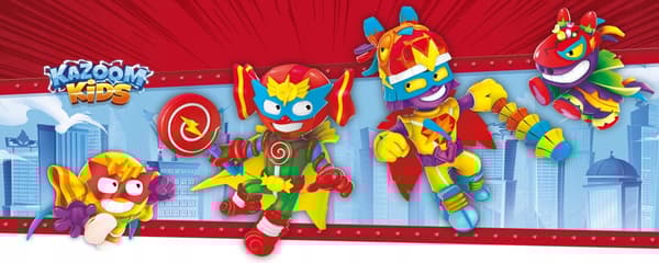 Super Things Zings Set SLIDER + 2 Figurer + KAZOOM KID SMASH CRASH