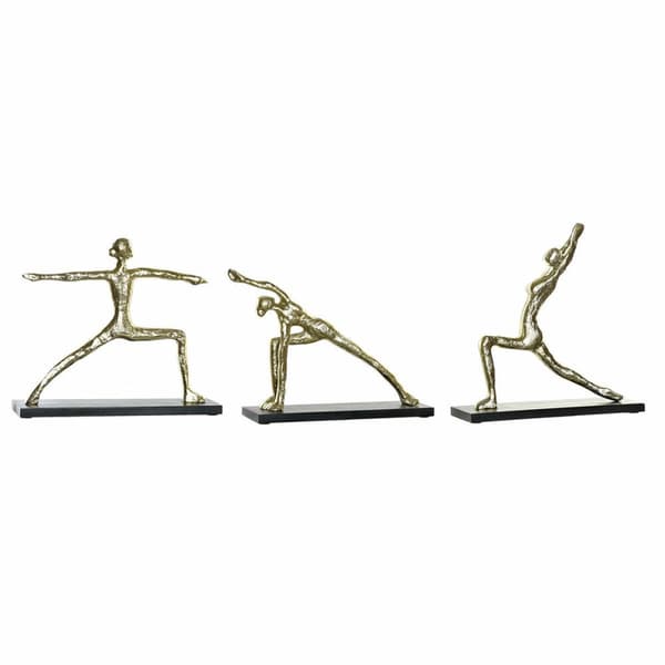 Prydnadsfigur DKD Home Decor 33 x 10 x 35 cm Svart Gyllene Indier Yoga (3 antal)