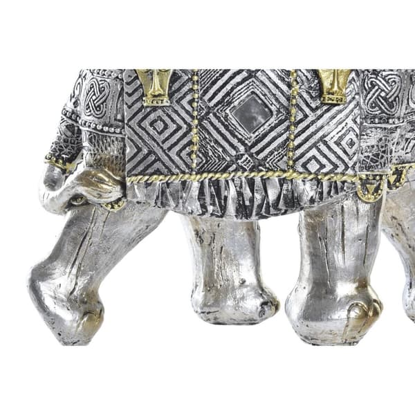 Prydnadsfigur DKD Home Decor Elefant Silvrig Gyllene Harts (22,5 x 10,7 x 21,5 cm) (2 antal)