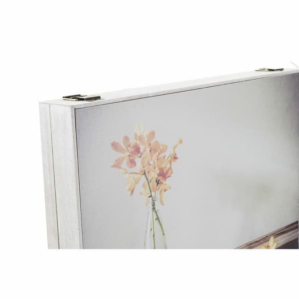 Dekorationslåda DKD Home Decor Gul Beige Rosa Trä MDF Virágok Vas Räknare (2 antal)