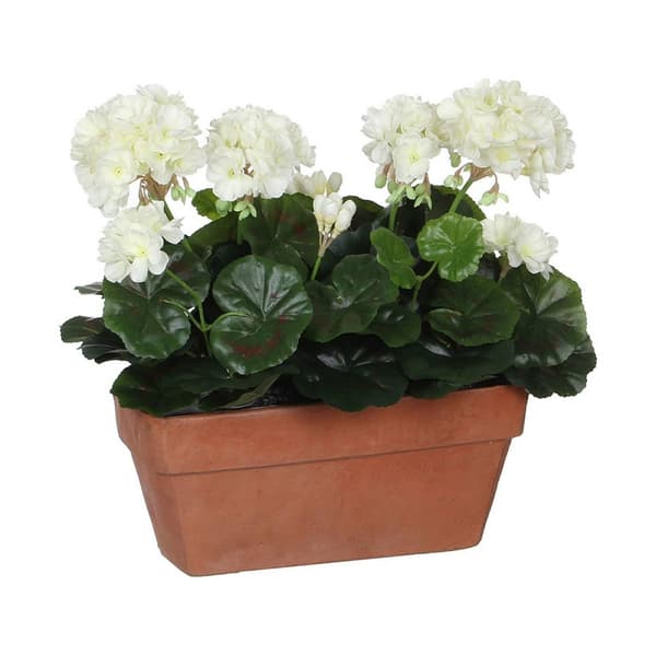 Dekorativ växt Mica Decorations Keramik Vit Gul PVC Pelargon (29 x 13 x 40 cm)