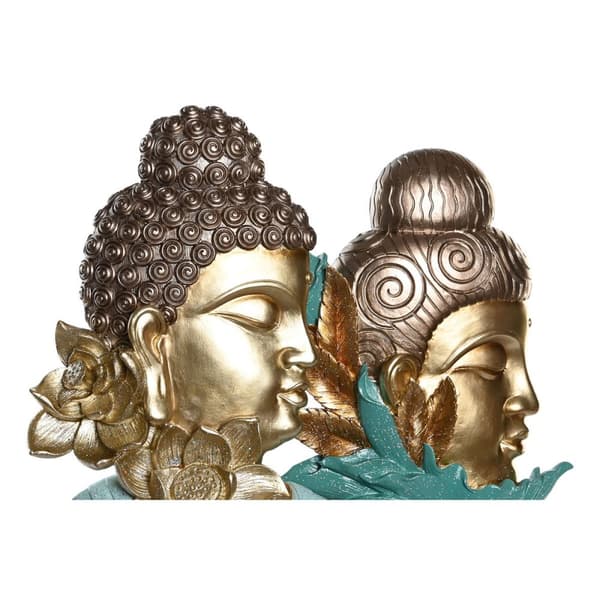 Prydnadsfigur DKD Home Decor 22 x 8 x 42,5 cm Svart Gyllene Buddha Turkos Orientalisk (2 antal)
