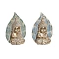 Miniatyrbild 1 av 2: Prydnadsfigur DKD Home Decor 12,4 x 5,6 x 17,7 cm Blå Buddha Turkos Orientalisk Avskalad (2 antal)