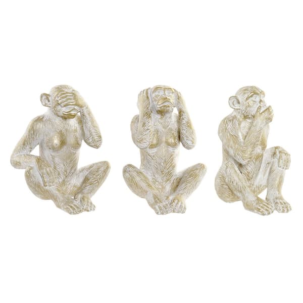 Prydnadsfigur Home ESPRIT Gyllene Apa Tropiskt 21 x 17 x 25 cm (3 antal)