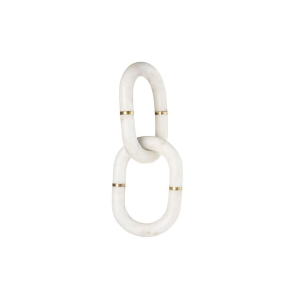 Prydnadsfigur Home ESPRIT Vit Gyllene Kedja 13 x 13 x 28 cm