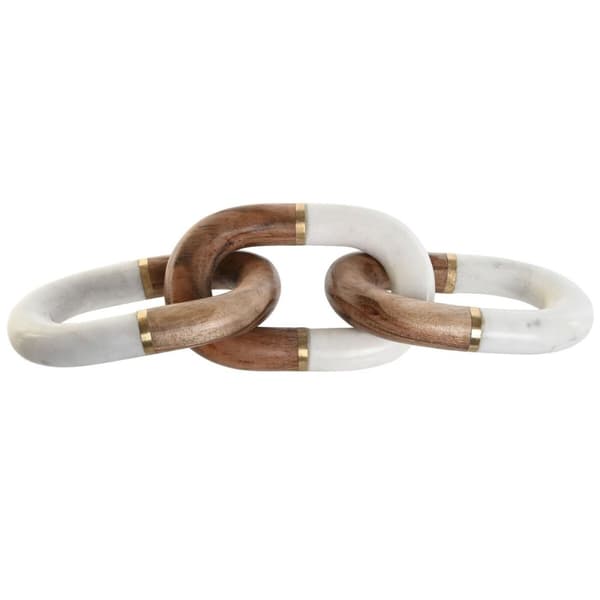 Prydnadsfigur Home ESPRIT Vit Brun Gyllene Kedja 10 x 10 x 36 cm