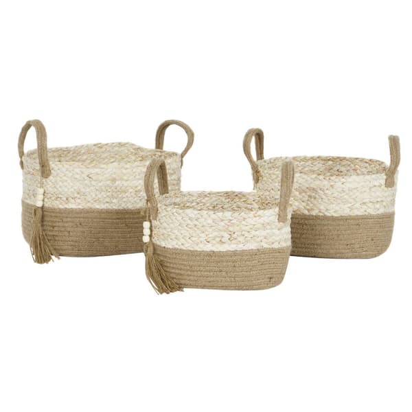 Korg - set Home ESPRIT Naturell Ljusbrun Jute Modern 41 x 30 x 33 cm (3 Delar)