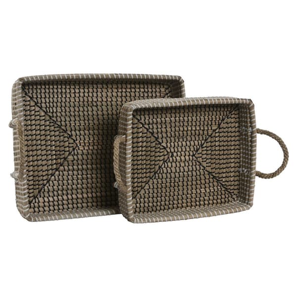 Uppsättning med Brickor Home ESPRIT Naturell Ljusbrun Urban 41 x 32 x 16 cm (2 antal)