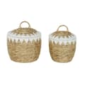 Miniatyrbild 1 av 4: Korg - set Home ESPRIT Vit Naturell Naturliga fibrer Boho 35 x 35 x 37 cm (2 Delar)