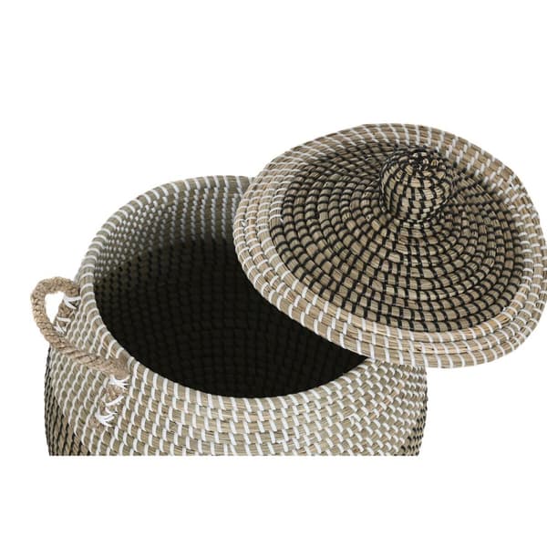 Korg - set Home ESPRIT Vit Svart Naturell 45 x 45 x 48 cm (2 Delar)