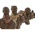 Miniatyrbild 2 av 3: Prydnadsfigur Home ESPRIT Brun Orange Korall Lime Harts Munk Orientalisk 13 x 6 x 12,5 cm (3 antal)