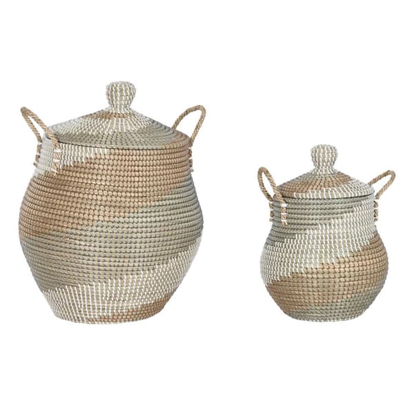Korg - set Home ESPRIT Orange Naturell Sjögräs Tropiskt (2 Delar)