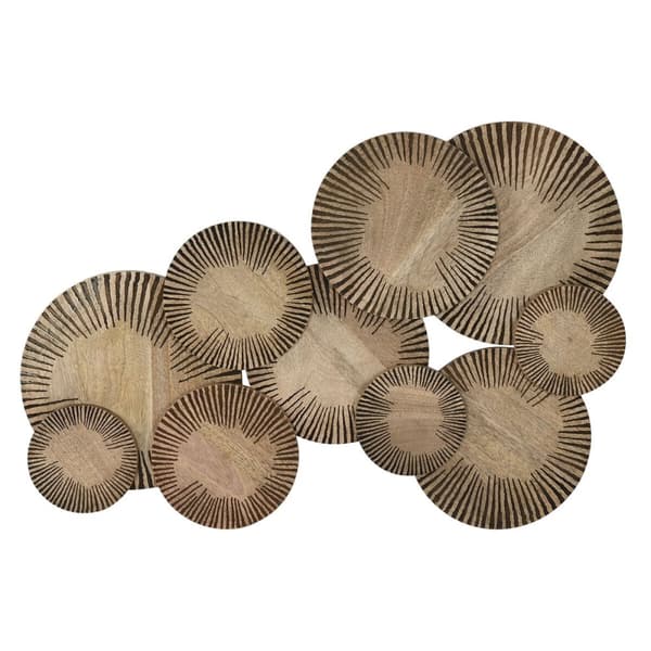 Seinäkoriste Home ESPRIT Luonnollinen Moderni Ympyrät 84 X 4,5 X 56 CM