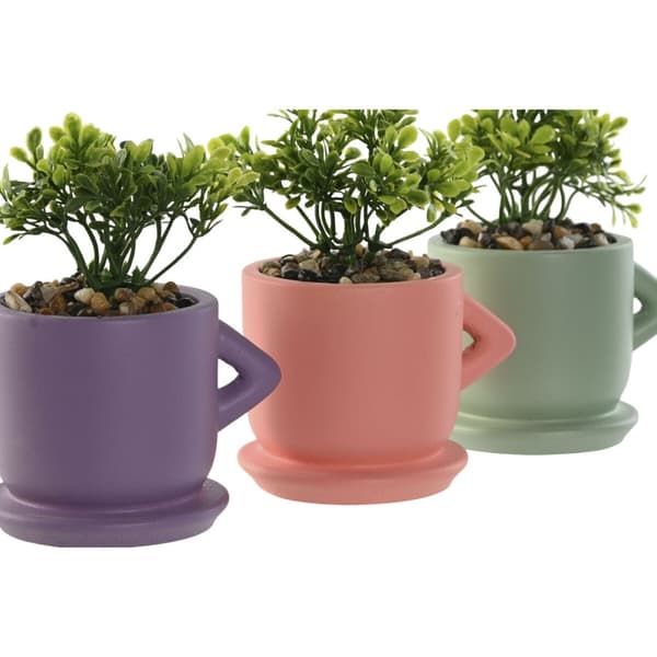 Dekorativ plante Home ESPRIT Polyetylen Cement Urban 9 x 7 x 12 cm (3 enheder)