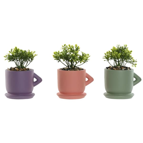Dekorativ plante Home ESPRIT Polyetylen Cement Urban 9 x 7 x 12 cm (3 enheder)