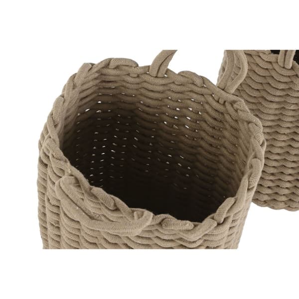 Kurvesæt Home ESPRIT Hvid Beige Tov (2 Dele) (2 enheder)